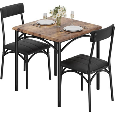  - 3 Pcs Dining Table Set Kitchen Table With 2 Upholstered  Black