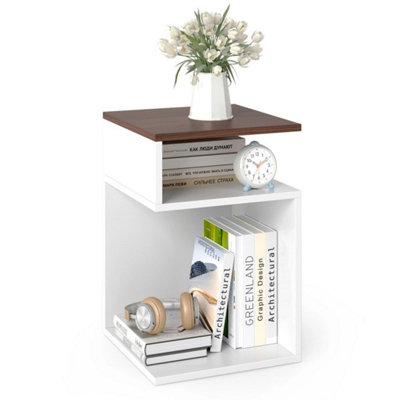  - S-Shaped Walnut Side Table Space-Saving Sofa Table