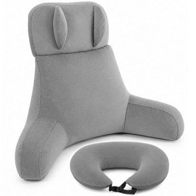 B&Q Grey Reading Pillow With Removable Neck Roll And Arm Support Cushion Lumbar Support