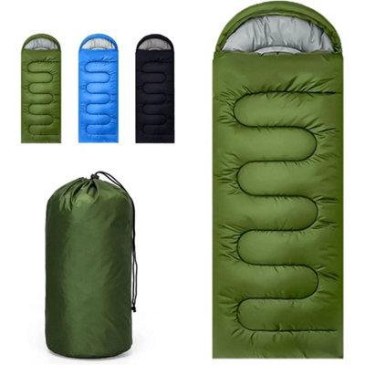 Green 4 Season Single Sleeping Bag Waterproof Outdoor Camping Hiking Zip Envelope Bags from B&Q