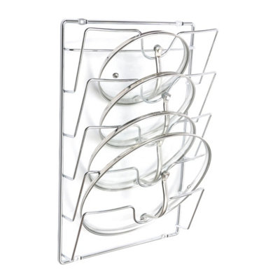  - Pan Lid Storage Rack Kitchen Cupboard Cabinet Saucepan Holder 5 Lids Chrome