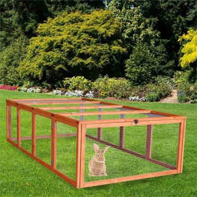 Wooden Run Rabbit Guinea Pig Chicken Duck Ferret Puppy Pet Enclosure Roof Hutch-181Cm from B&Q