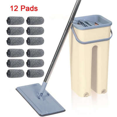  - Pro Spin Mop Bucket Set Self-Wringing Wash & Dry With 12 Microfiber Pads