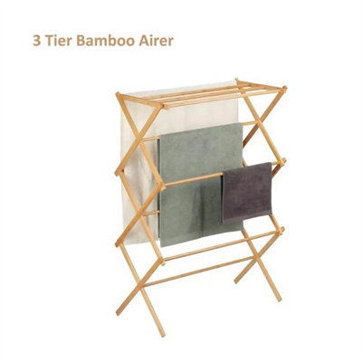 3Tier Classic Bamboo Wooden Vintage Traditional Folding Clothes from B&Q