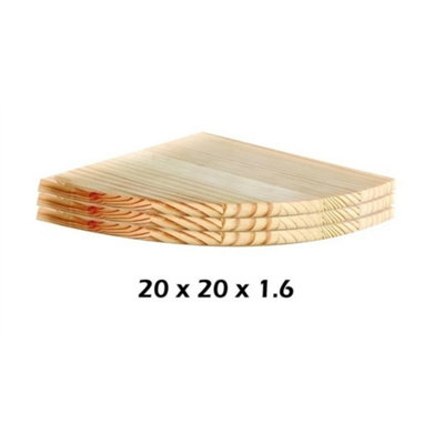  - Small Set Of 3 Pine Corner Floating Shelf Wall Mounted Wooden Storage Display Shelves