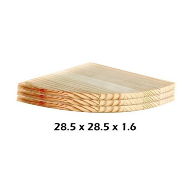  - Medium Set Of 3 Pine Corner Floating Shelf Wall Mounted Wooden Storage Display Shelves