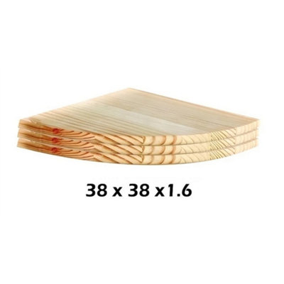  - Large Set Of 3 Pine Corner Floating Shelf Wall Mounted Wooden Storage Display Shelves