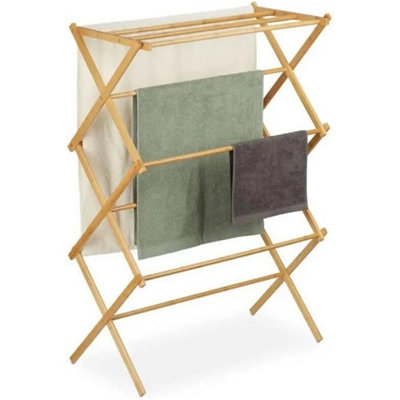 Bamboo Wooden Clothes Airer Vintage Folding Horse Laundry Drying Rack 3 Tier from B&Q