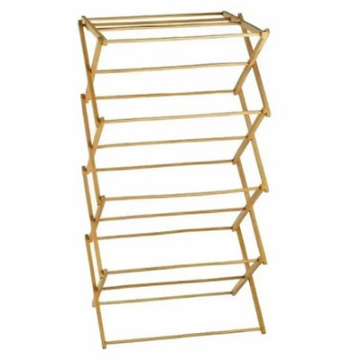 Bamboo Wooden Clothes Airer Vintage Folding Horse Laundry Drying Rack 4 Tier from B&Q