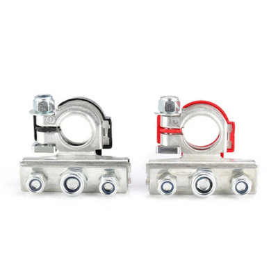 2Pcs/set 12V Battery Terminals Connectors Clamps 3 Way Kit For Caravan Car Van from B&Q