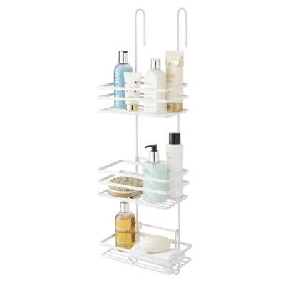  - Shower Caddy 3 Tier Bathroom Storage Organiser Hanging Basket Metallic White