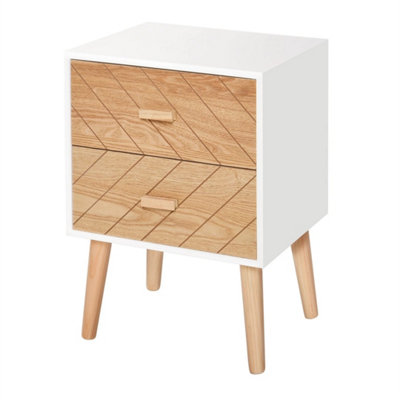 Bedside Table 2 Drawers Side Cabinet Wooden Storage Chest from B&Q