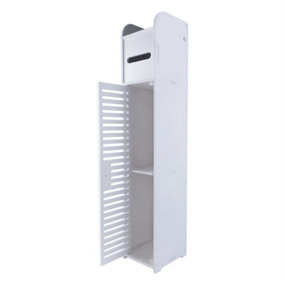  - 4 Tier Bathroom Cabinet Shelf Slim Toilet Free Standing Cupboard Storage Racking