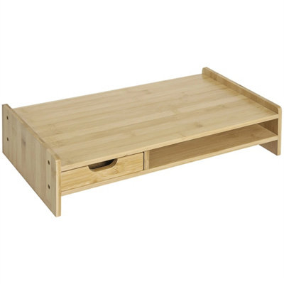 Monitor Riser Laptop Pc Plinth Stand Desktop Organiser W/ Drawer Bamboo from B&Q