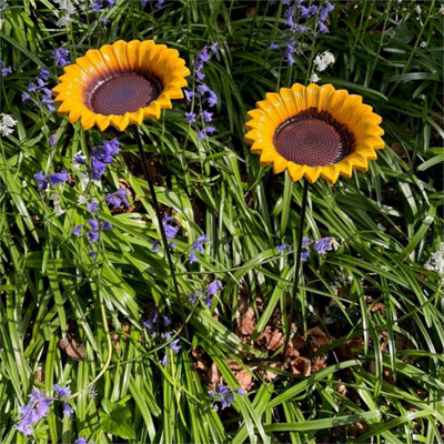 Cast Iron Wild Bird Sunflower Water Dish Bird Seed Nut Feeder (Set Of 2) from B&Q