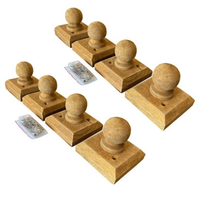 Wooden Garden Fence Post Finial Ball Caps (Pack Of 8)With Fixings from B&Q