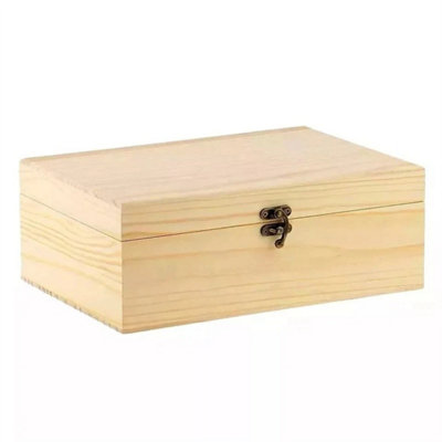 Medium Wooden Natural Finish Keepsake Chest Storage Boxes With Hinged Lid/locking Clasp from B&Q