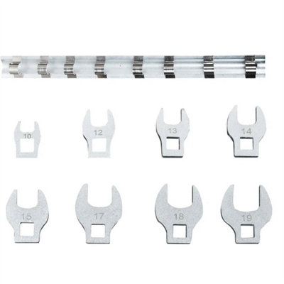  - Metric Crow's Foot Spanner Set Crows Foot Open End Wrench 8Pc 3/8" Drive 10-19mm