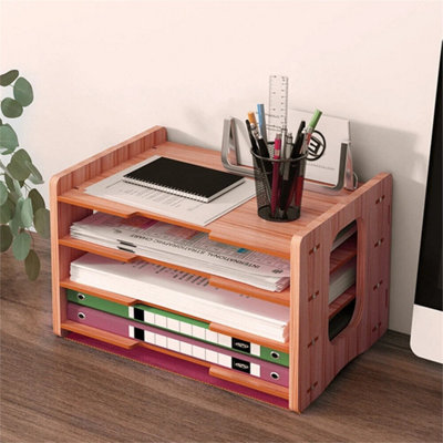  - 4 Layers Desktop File Holder A4 Paper Letter Tray Office Document Rack Storage Organizer