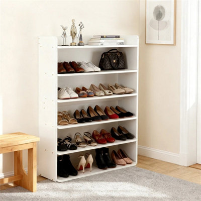 6 Tier Wooden Shoe Rack Cabinet Hallway Footwear Shoes Organizer Storage Shelf from B&Q