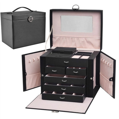 Black 5 Layers Jewellery Boxes Storage Case Drawer Cabinet Earing Necklace Organizer from B&Q