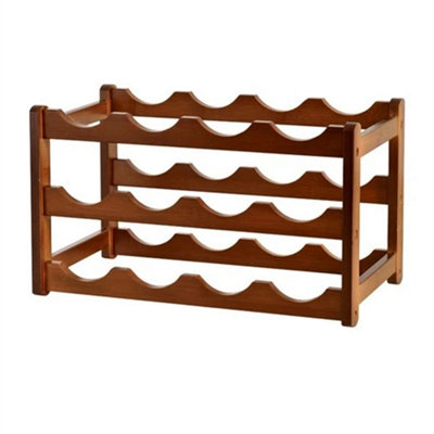 3 Tiers 12 Bottles Wooden Wine Bottle Storage Racks Display Wine Shelves from B&Q