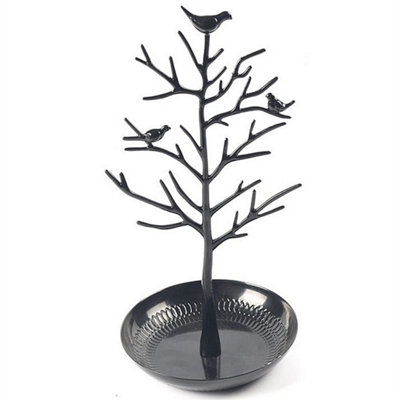Black Jewellery Tree Stand Vintage BirdsOrganiser Rack Tower Display from B&Q