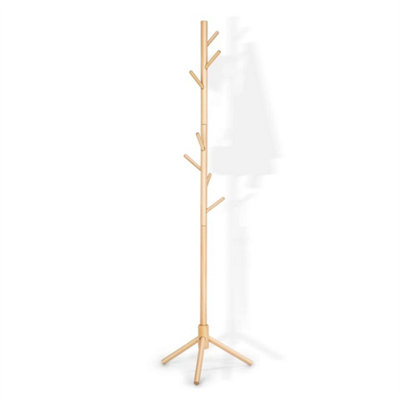  - Wooden Coat Rack Stand 8 Hooks Freestanding Hat Jacket Umbrella Storage