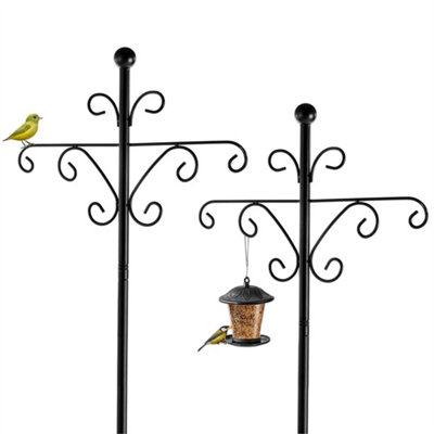  - 2Pcs Bird Feeders Hanging Station 196Cm Free Standing Pole Double Hooks Heavy Duty
