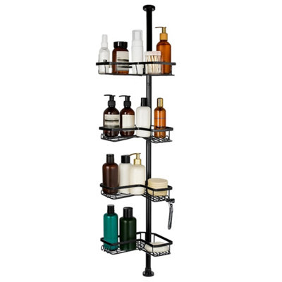 4-Tier Telescopic Shower Caddy Corner Bathroom Corner Shelves Adjustable Storage from B&Q