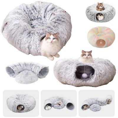 Grey Interactive Foldable Cat Tunnel Pet Hides Puppy Tube Kitten Play Toy Fun from B&Q