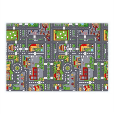 Interactive Children's Kids Rugs Town Road Map City Rug Play Village Mat 80X120. from B&Q