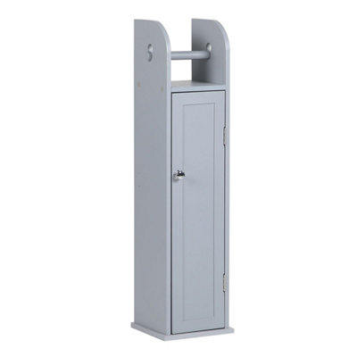 Grey Wood Free Standing Toilet Paper Roll Holder Bathroom Storage Cabinet from B&Q