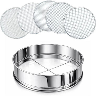 Stainless Steel Garden Soil Sieve Mesh 5 Filter Size Potting Bonsai Dirt Sifter from B&Q