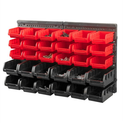 32 Pc Wall Mounted Garage Storage Bin Workshop Organiser Rack Diy Tool Boxes from B&Q
