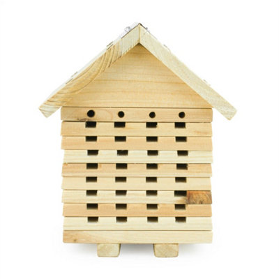 Bee House Hotel Wooden Insect Bug Shelter Solitary Nesting Box Hive For Garden from B&Q