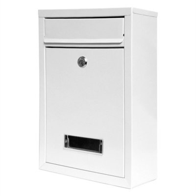 Wall Mounted Post Mail Letter Box Large Postbox Mailbox Letterbox Lockable White from B&Q