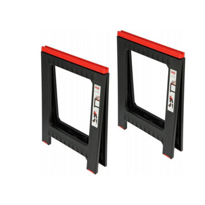 Folding Saw Horse Trestle Twin Pack Pair Trestle Stand Sawhorse 350Kg Work Bench from B&Q