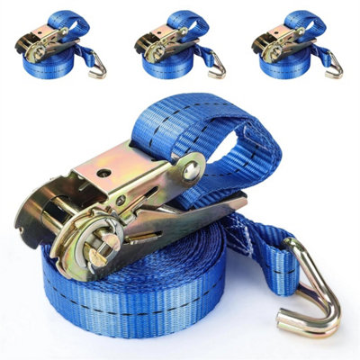4X Ratchet Straps Tie Down 25mm 5 Meters 800Kg Claw Lorry Lashing Handy Straps from B&Q
