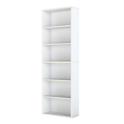 Slim 6 Tier Bookshelf Narrow Bookcase Storage Shelf Organizer Unit White from B&Q