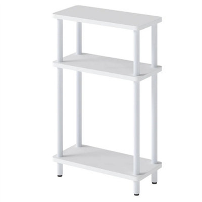 Slim Side Table 3 Tier Narrow Sofa End Table Bedside Storage Stand White from B&Q