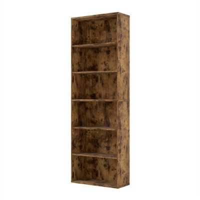 Walnut 6 Tier Bookcase Shelving Storage Tall Adjustable Bookshelf Organizer Unit from B&Q