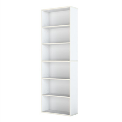  - White 6 Tier Bookcase Shelving Storage Tall Adjustable Bookshelf Organizer Unit