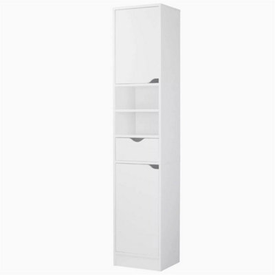  - Slimline Bathroom Tallboy Free Standing Cabinet Tall Storage Cupboard White