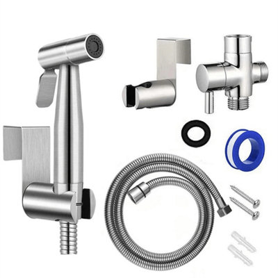 1Pcs Stainless Steel Handheld Douche Bidet Toilet Spray Shower Shattaf Diverter Kit from B&Q