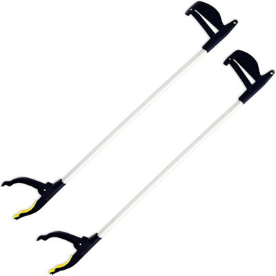 2X Long Reach Grabber Reacher Litter Picker Helping Hand Held Pick Up Tool 74Cm from B&Q