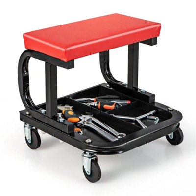 Mechanics Padded Creeper Trolley Seat Car Garage Work Stool Swivel 150Kg Load from B&Q