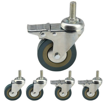 4X Heavy Duty 75mm Rubber Swivel Castor Wheels Trolley Furniture Wheel 200Kg from B&Q