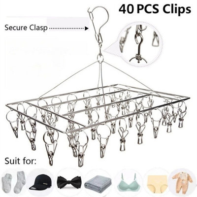 Folding Sock Dryer With 40 Pegs,metal Sock Hangers With Clips,underwear Hanger from B&Q