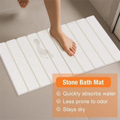 60X40 Cm White Foldable Bath Mat Diatomite Stone Floor Mat With Nonslip Surface from B&Q